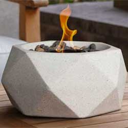 Geo Tabletop Fire Bowl with River Rocks and Crackling Gel Fuel