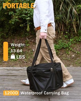 Man Carrying Fire Pit in Bag
