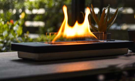 Flat Rectangular Table Top Fire Bowl