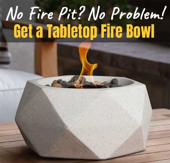 Geo Table Top Fire Bowl with River Rocks & Gel Fuel