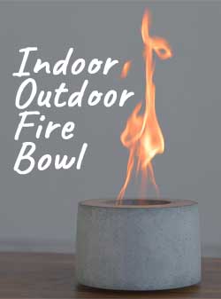 Indoor-Outdoor Round Crete Fire Bowl Runs on Rubbing Alcohol