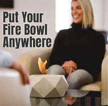 Portable Fire Bowl Goes Outdoors or Inside on Any Table