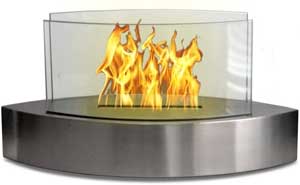 Portable Tabletop Fireplace with Glass Windguards