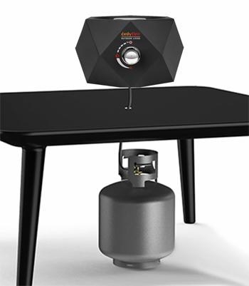 Propane Fire Bowl Attaches to 20 lb Propane Tank Underneath Patio table